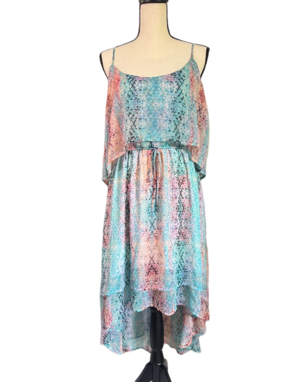 Y2K Studio Y XL Watercolor Snake Print High Low Maxi Dress Vacation Resort - Picture 2 of 8